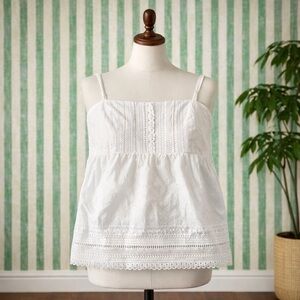 Lilly Pulitzer Women Size 8 White Eyelet Spaghetti Strap Camisole 100% Cotton